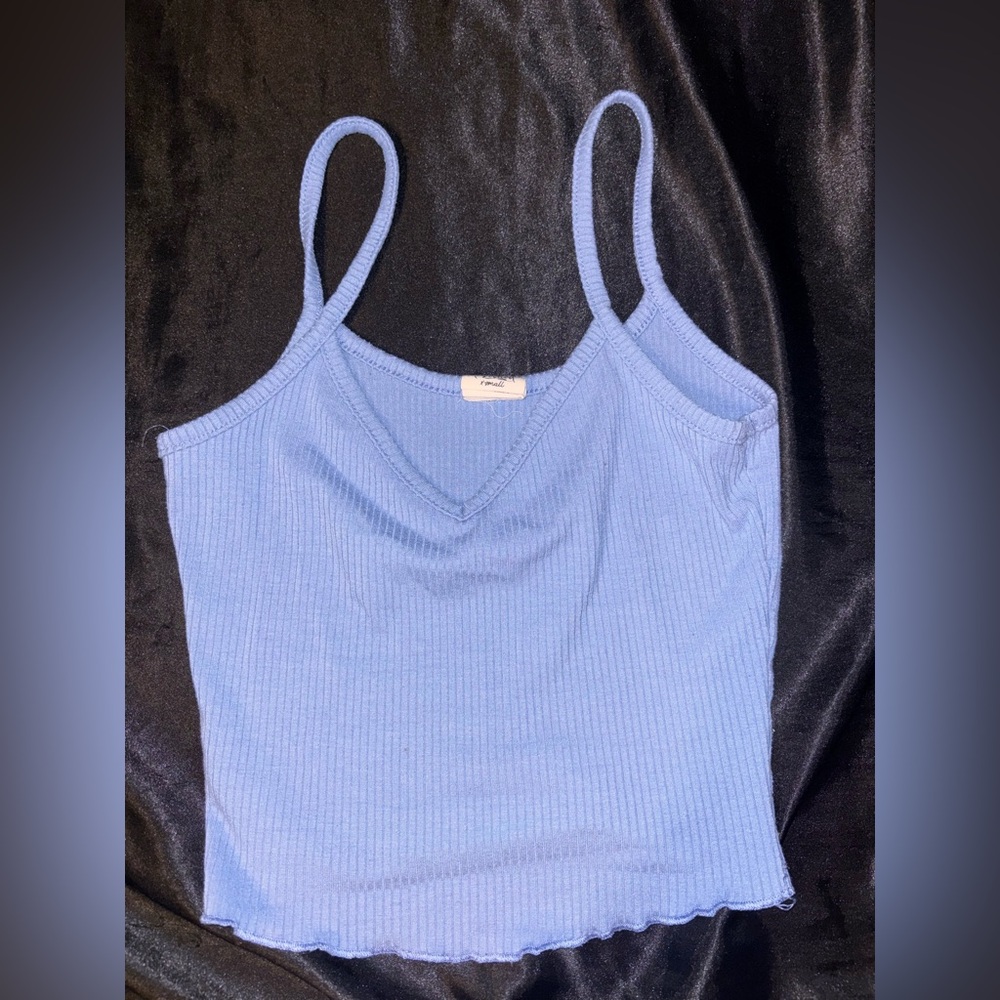 Elegant Blue Ribbed Camisole